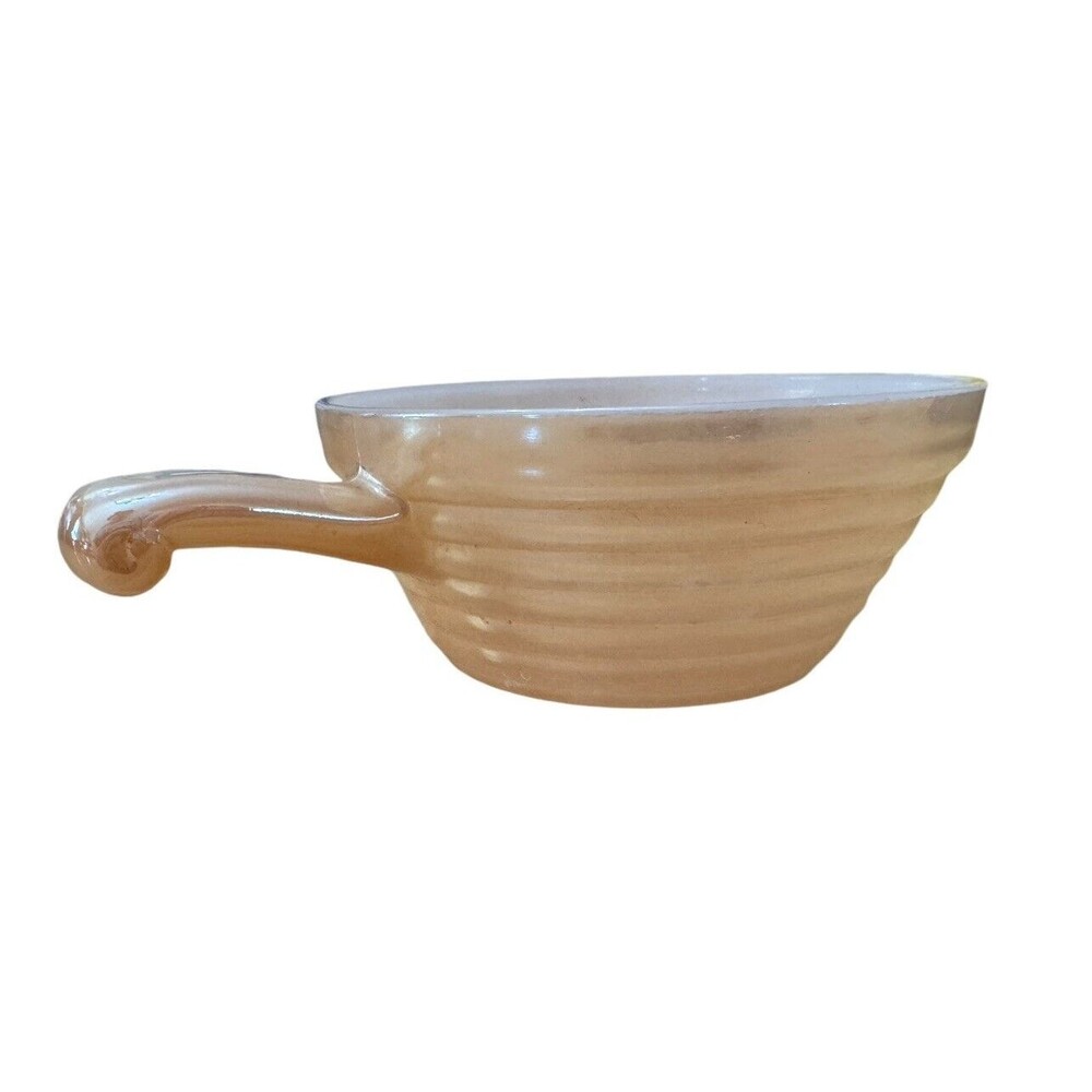 Fire King Peach‎ Lusterware Soup Bowls with Handle